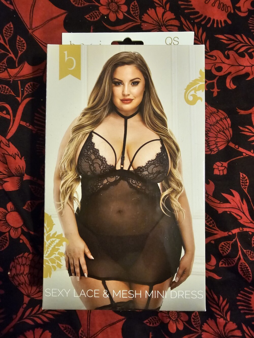 NIB Baci Sexy Lace & Mesh Mini Dress - Queen Plus Size, Black